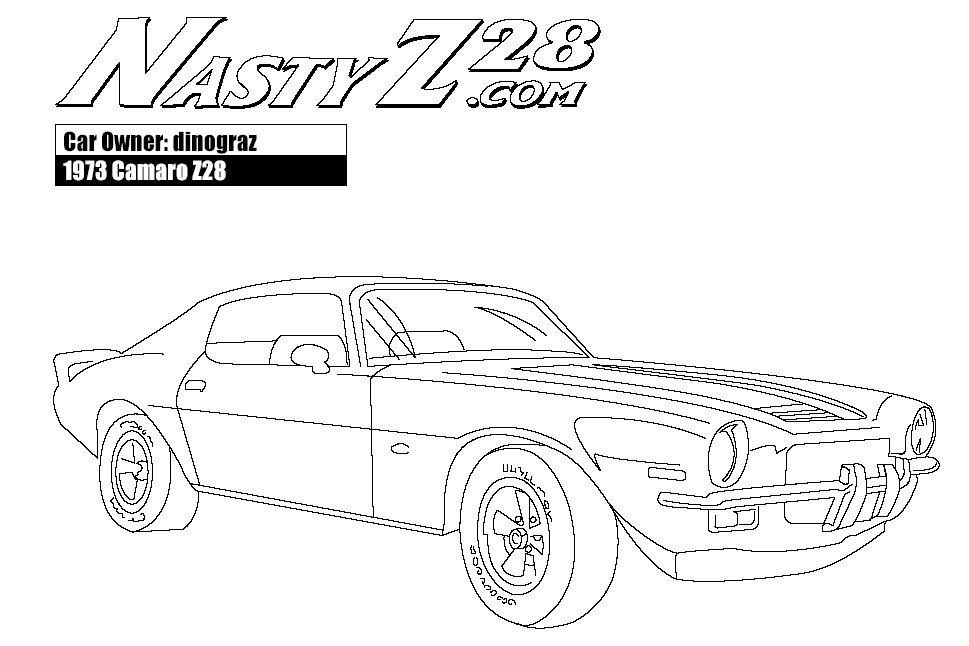 Super Car Chevrolet Camaro Coloring Page For Kids