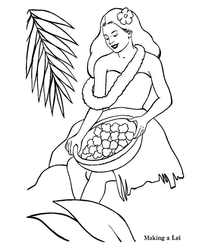 Hawaiian Lei Coloring Pages Printable