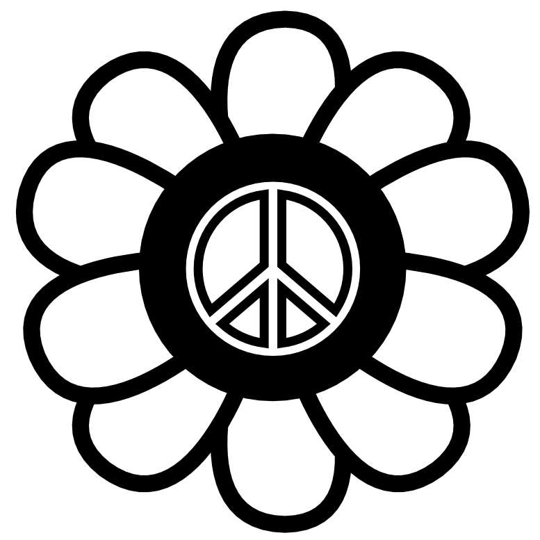 Peace Symbol Peace Sign Flower 124 Black White Line Art Coloring 