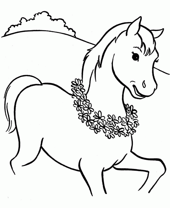 cute horse colt walking coloring page for kids - Coloring Point