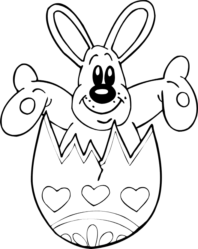 Easter Bunny Coloring Page | A Happy Bunny in an Egg