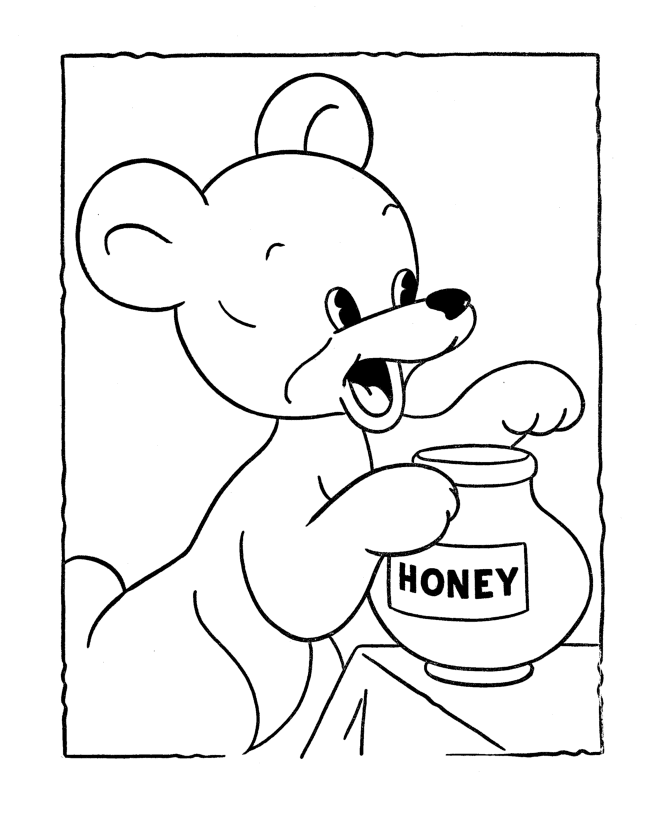 BlueBonkers: Teddy Bear Coloring Page Sheets - Honey Bear