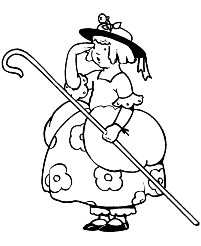 BlueBonkers: Coloring Page Sheets - Little Bo Peep - Story Character