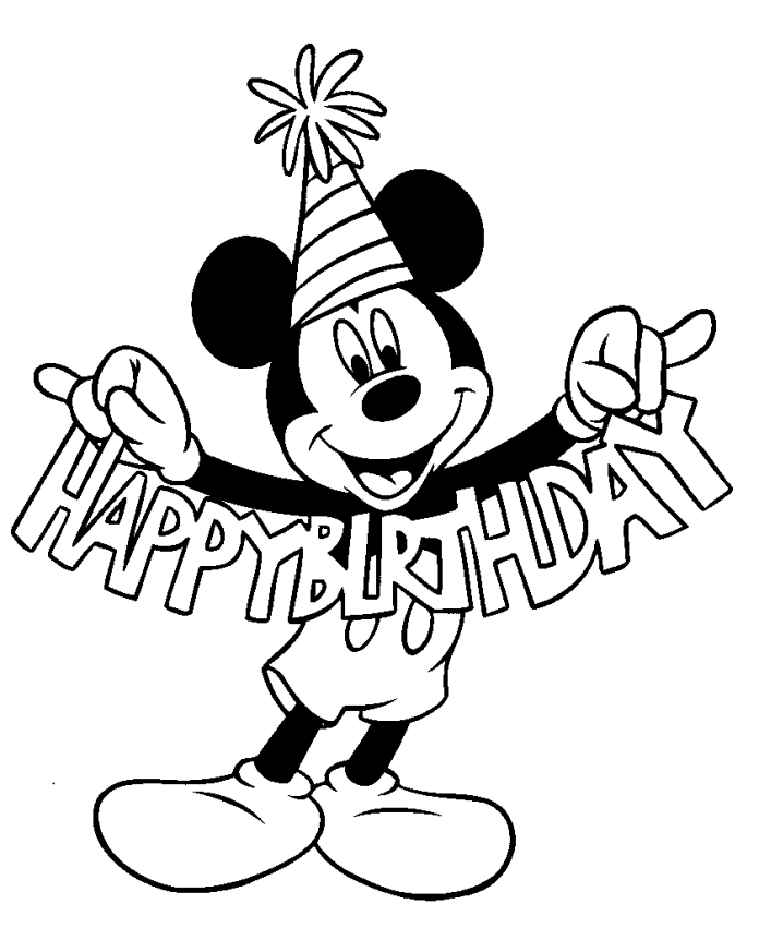 Happy Birthday Disney Coloring Pages - Wallpapers and Images 