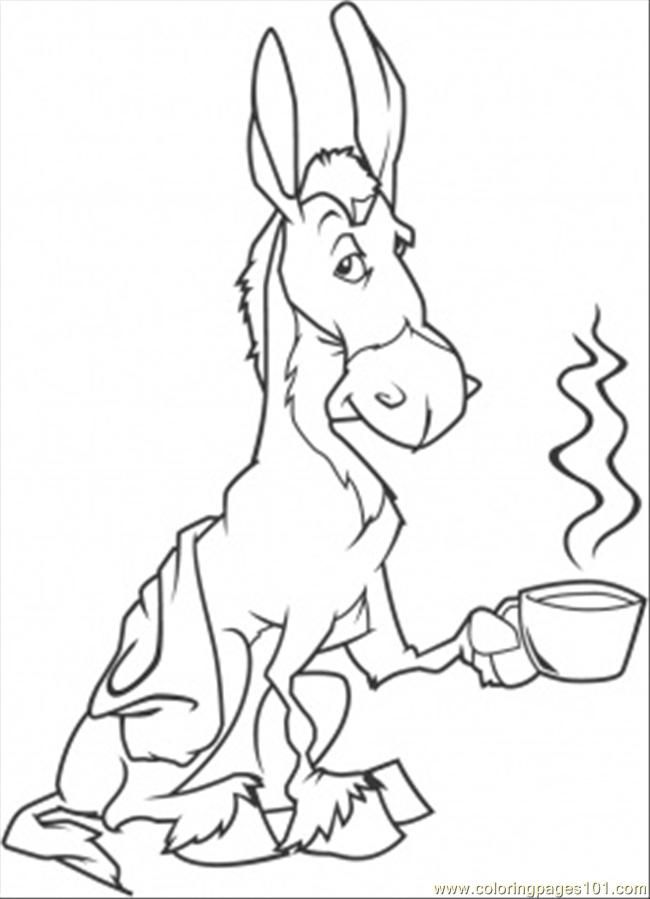 Coloring Pages Donkey With Coffee (Food & Fruits > Drinks) - free 