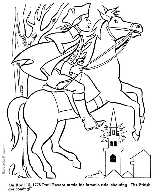 Paul Revere history coloring page for kid 020