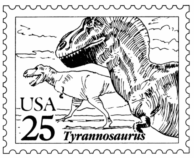 stamp usps nature coloring pages tyrannosaurus rex stam