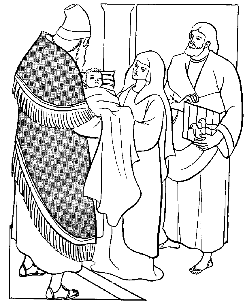 simeon and anna in the temple coloring page