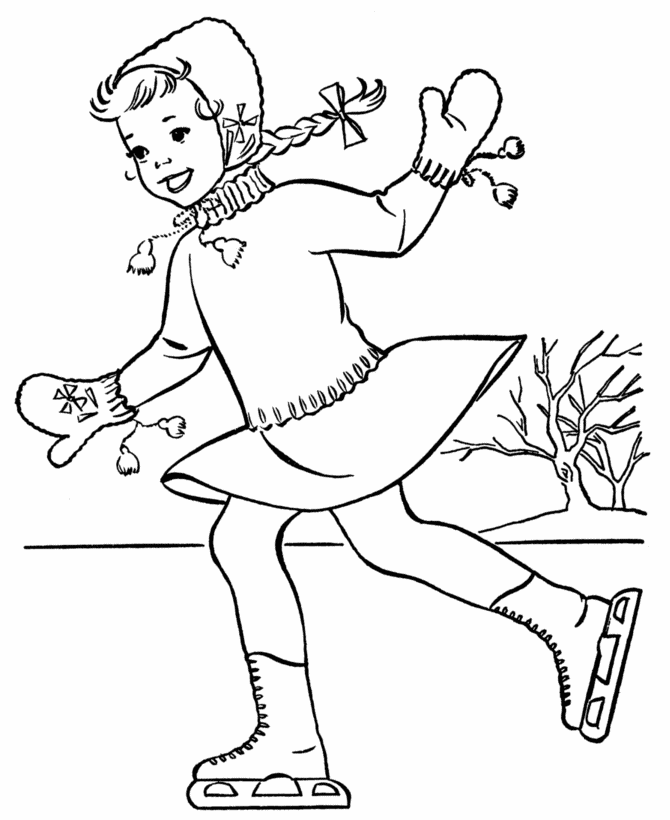winter coloring pages pond skating