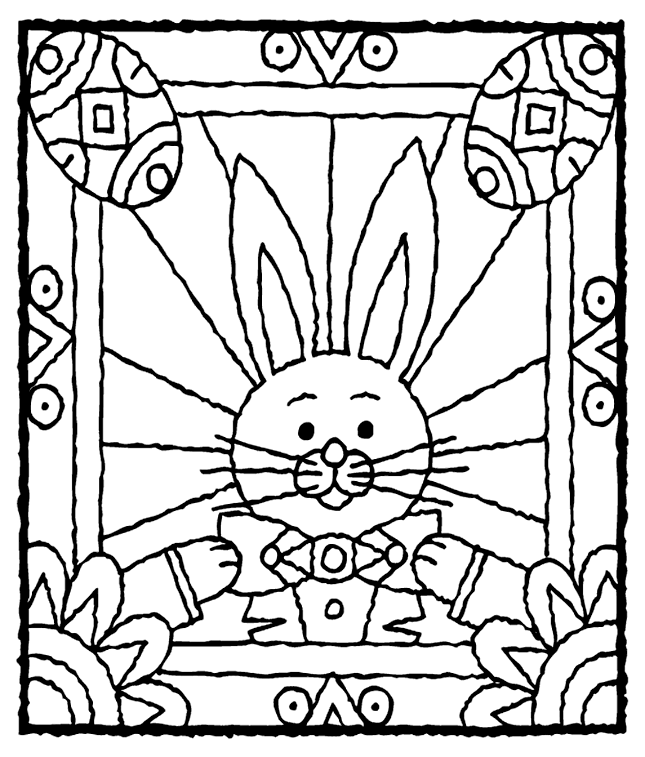 Easter bunny stained glass window | Kids' Coloring Pages
