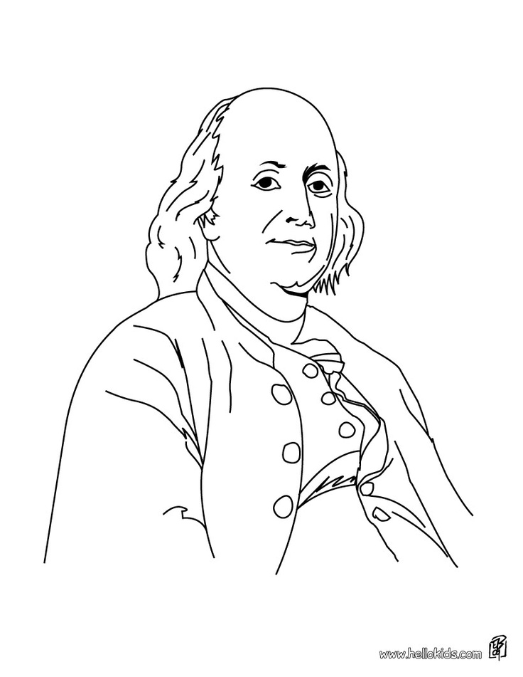 Benjamin Franklin coloring page. | Founding Fathers