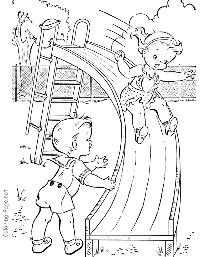 Summer Coloring Book Pages - Summer playground