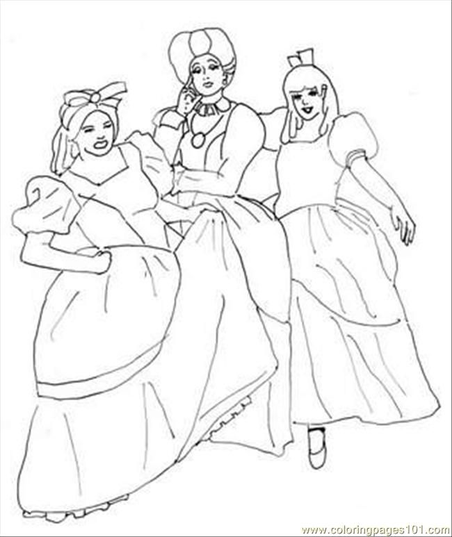 Coloring Page Cinderella Step Sisters Cartoons Cinderella