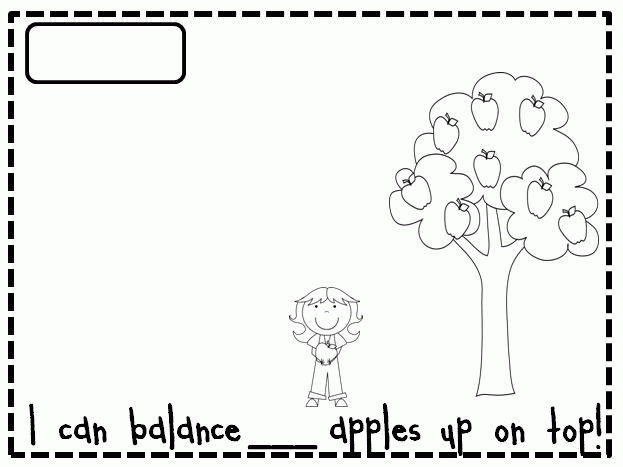 I can balance __ apples up on top working sheet coloring page