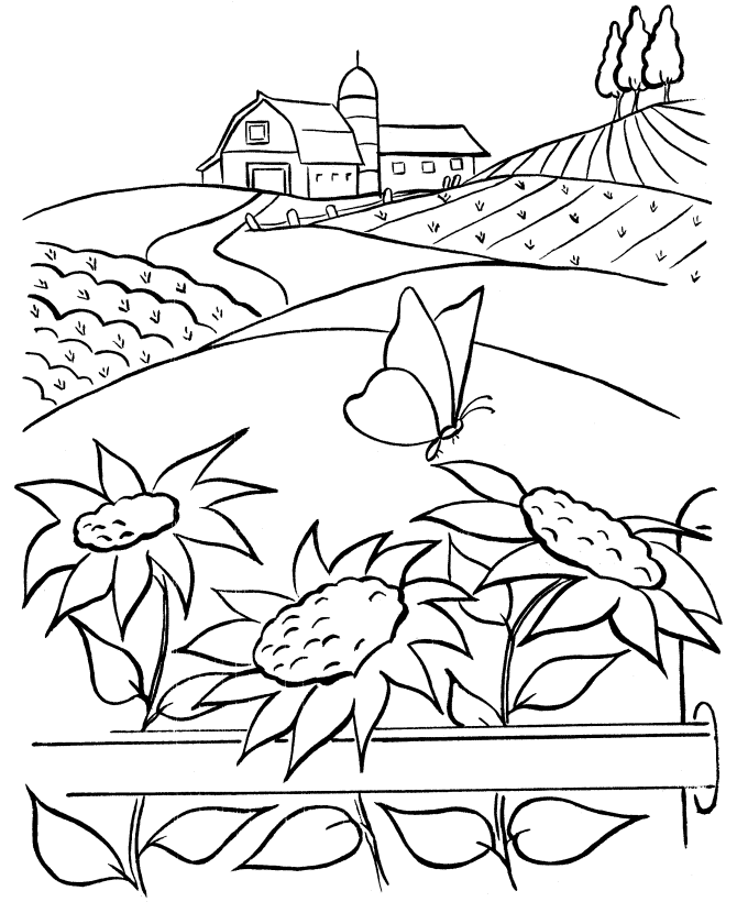 Farm House Coloring Pages | Fabric: Embroidery