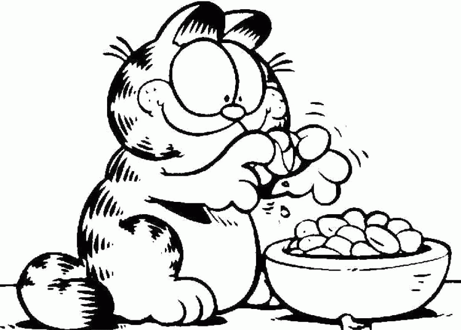 Download Garfield Opening Nuts Coloring Page Or Print Garfield 