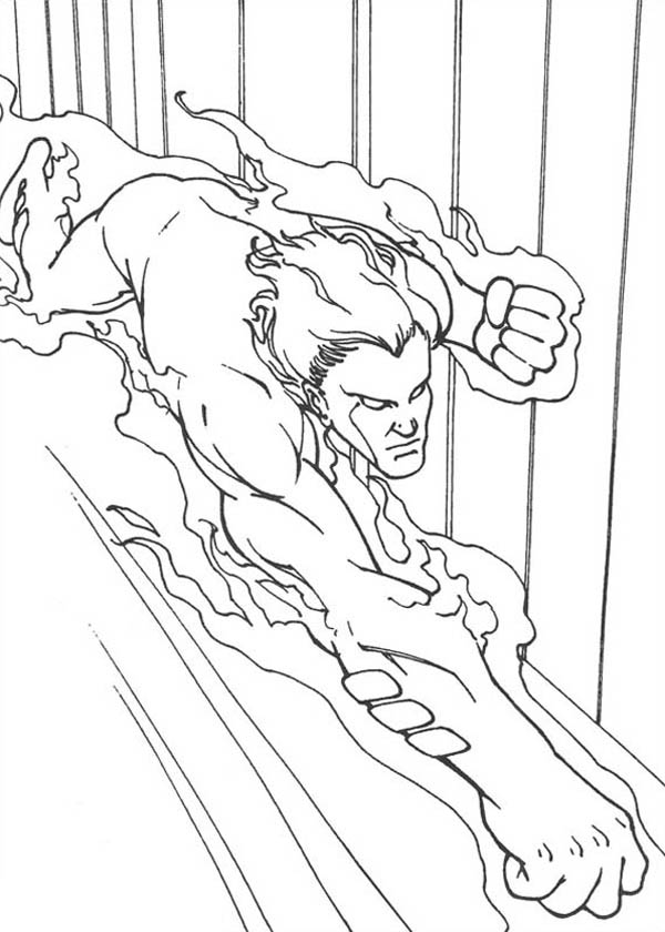 Human Torch Flying Fast In Fantastic Four Coloring Pages : Bulk Color | Coloring  pages, Fantastic four, Human torch