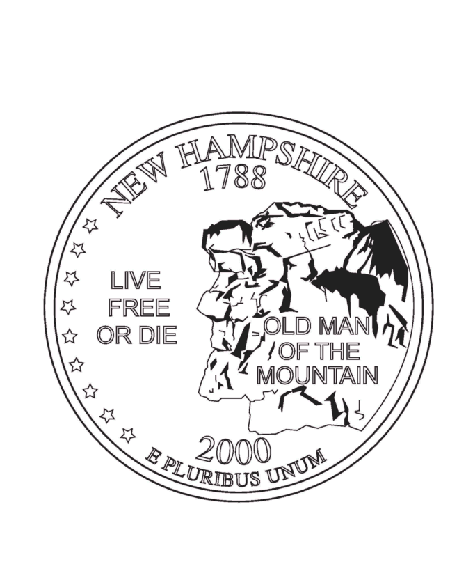 USA-Printables: New Hampshire State Quarter - US States Coloring Pages