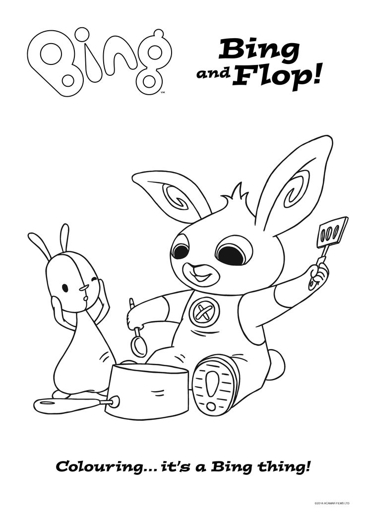 A must for all Bingsters - Bing and Flop to colour in at home... | Bunny  coloring pages, Bing bunny, Coloring pages