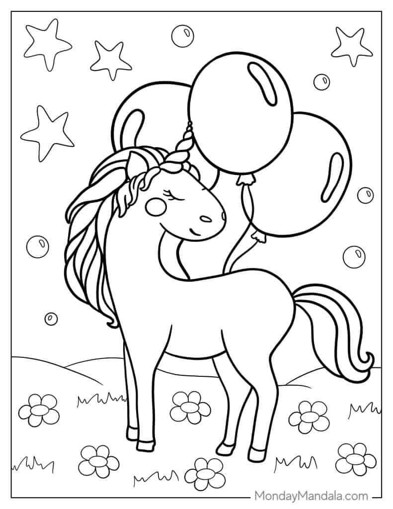 Unicorn Birthday Coloring Pages - Coloring Nation