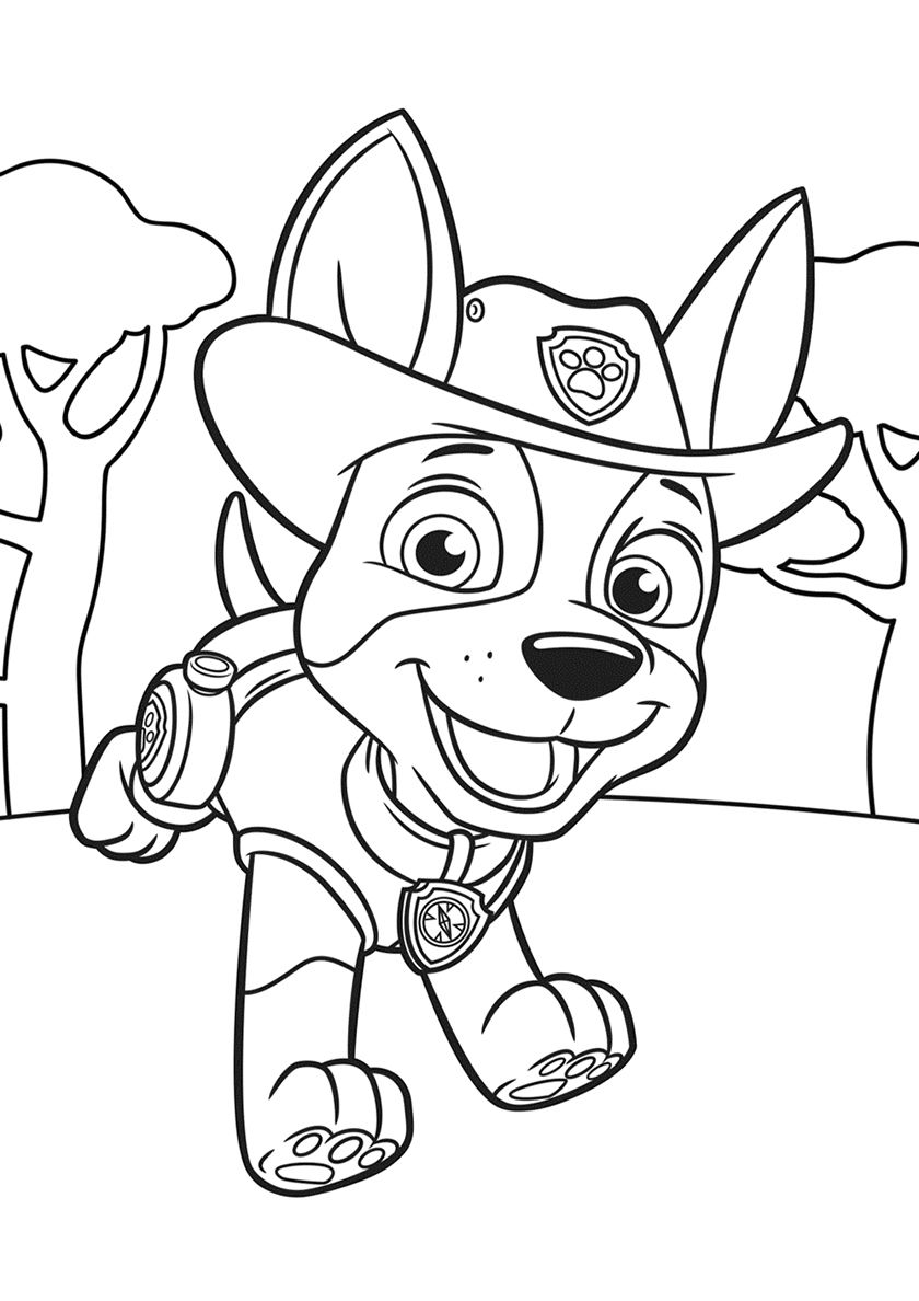 Kleurplaat Paw Patrol Tracker - suiwah