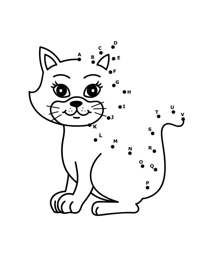 A Cute Cat Dot To Dots Coloring Page - Free Printable Coloring Pages for  Kids