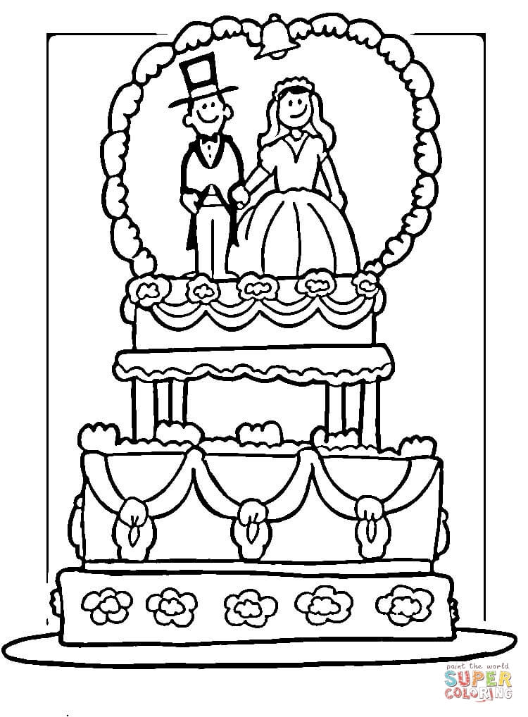 Wedding Cake coloring page | Free Printable Coloring Pages