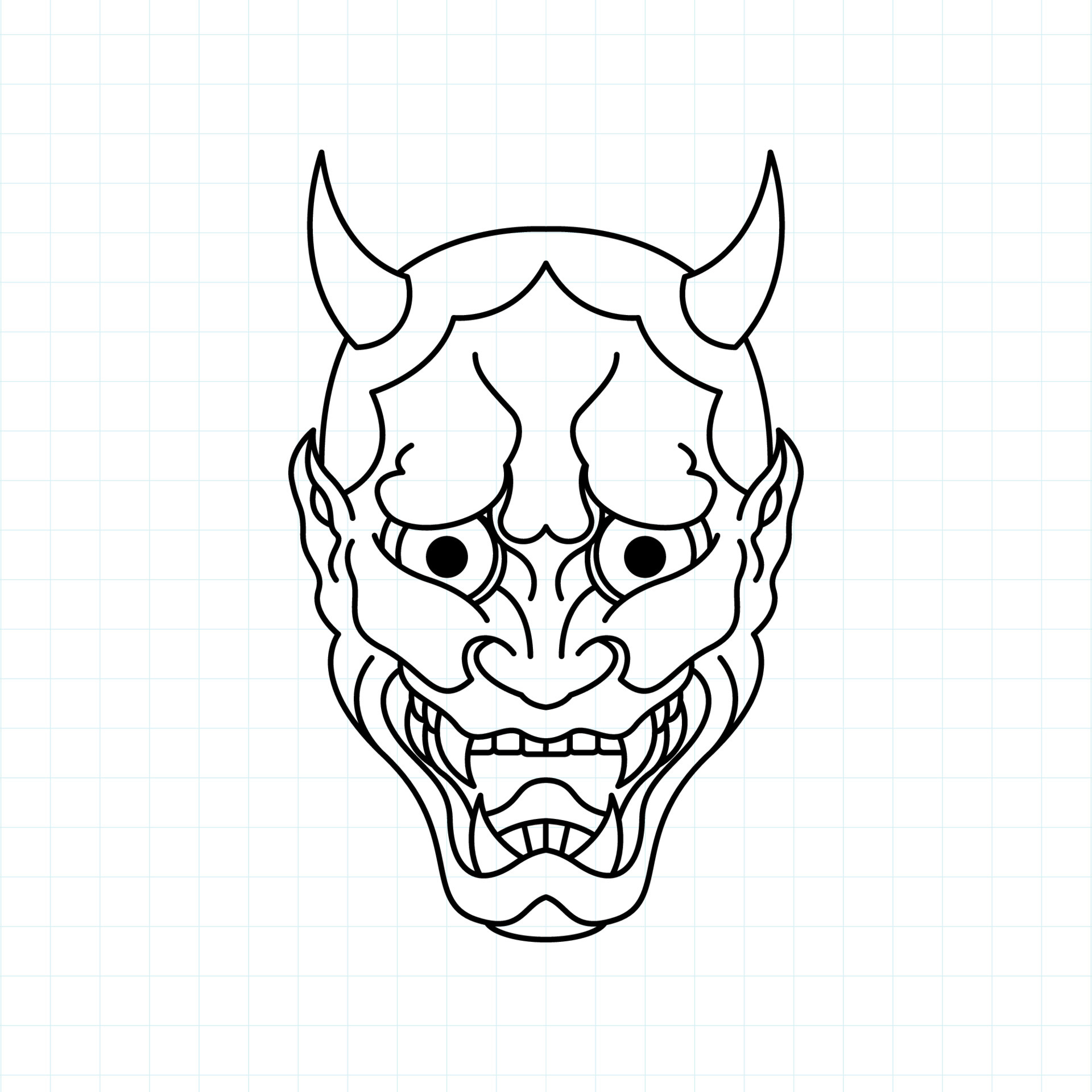 Hand drawn Japanese Oni demon mask coloring page, Vector illustration  eps.10 6820503 Vector Art at Vecteezy