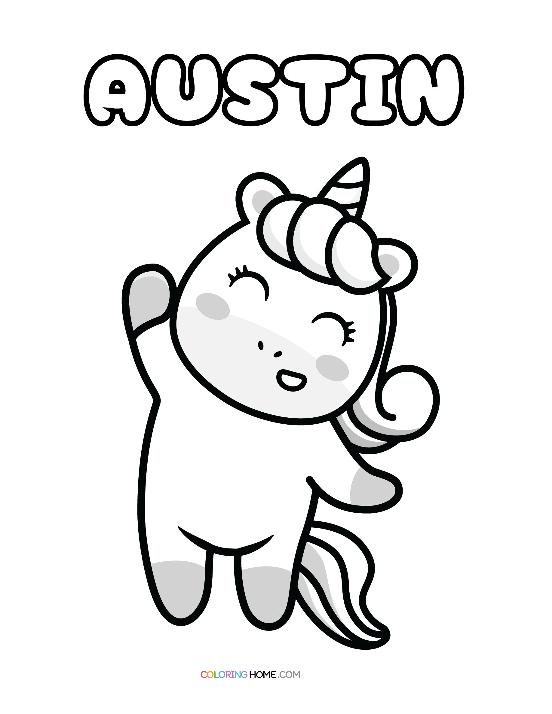 Austin unicorn coloring page