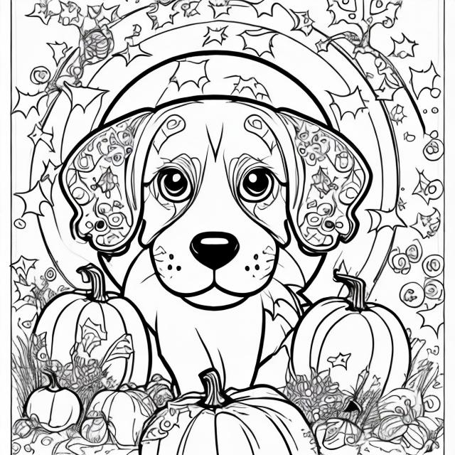 Black and white Halloween dog coloring page | OpenArt