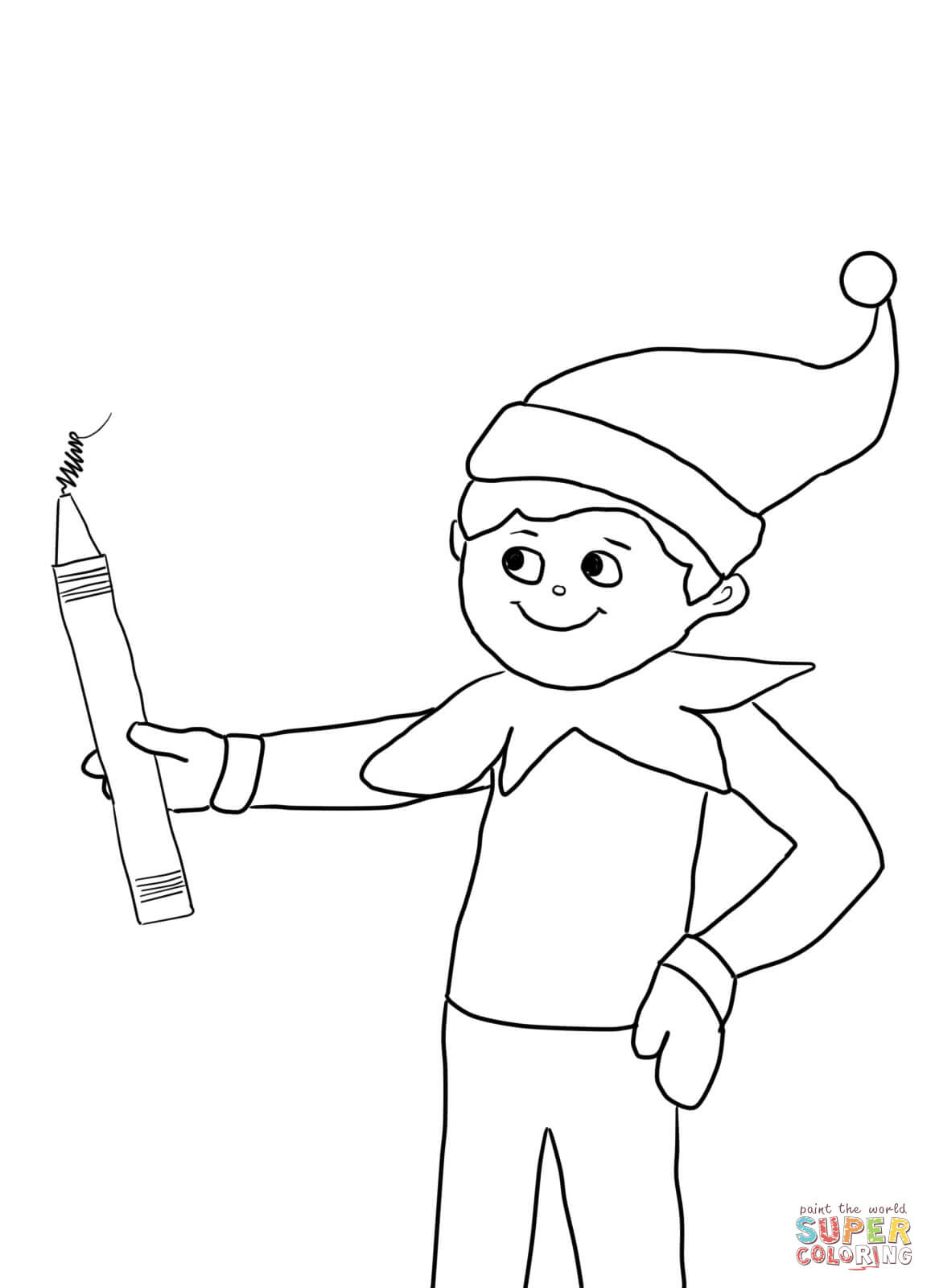 Elf on the Shelf with Pencil coloring page | Free Printable ...