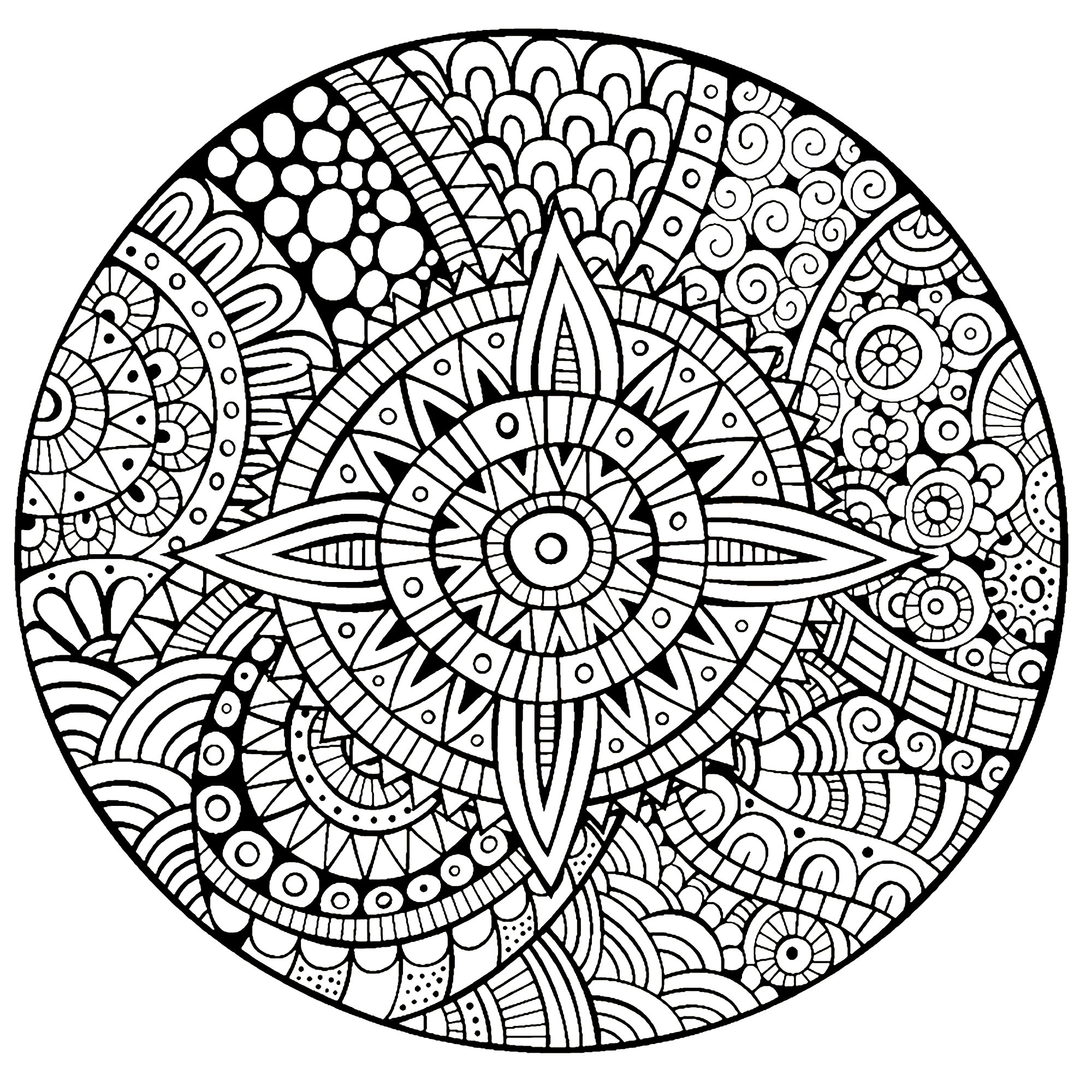 Mandala star thick lines - Mandalas Adult Coloring Pages