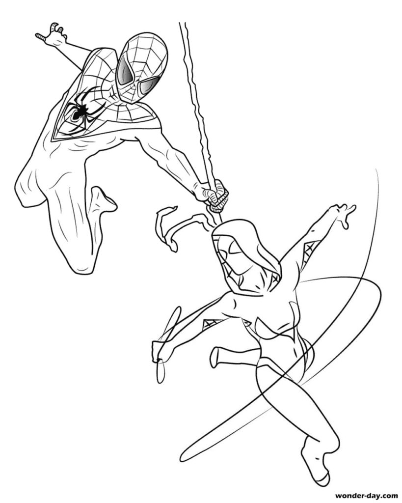 Miles Morales with Gwen Coloring Pages - Miles Morales Coloring Pages - Coloring  Pages For Kids And Adults