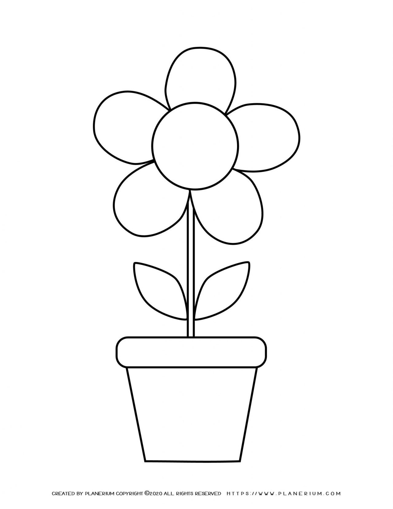 Spring - Coloring page - Flower in a Pot | Planerium