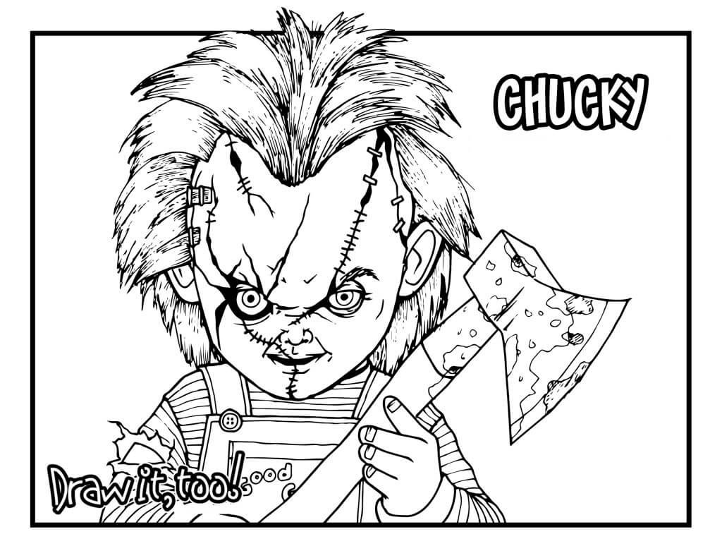 Scary Chucky Coloring Page - Free Printable Coloring Pages for Kids