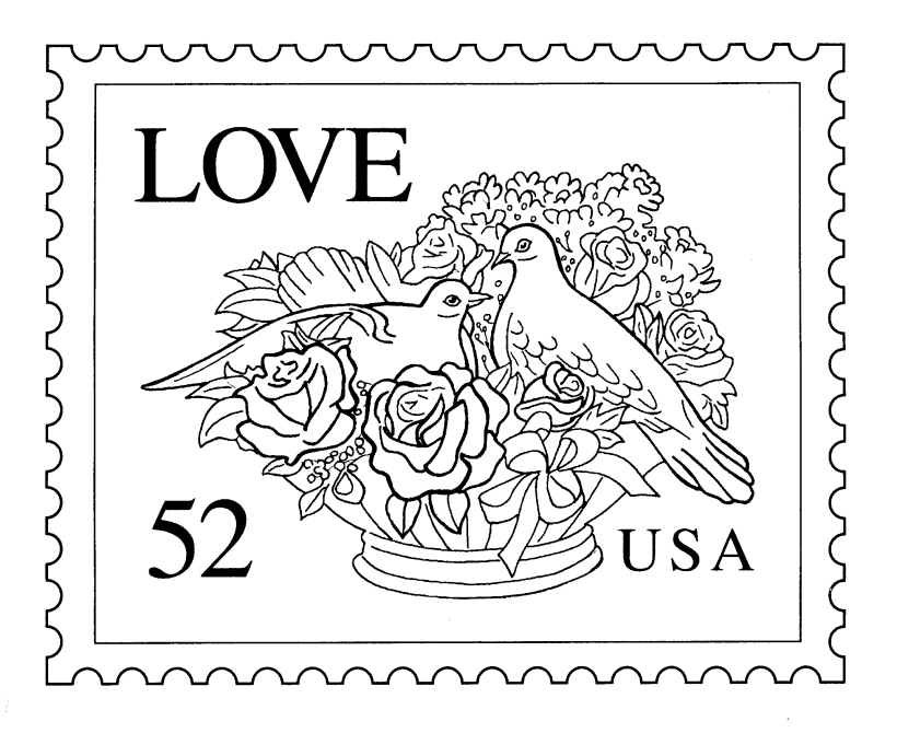 BlueBonkers: USPS Love Stamp Coloring Pages - Love Doves Stamp
