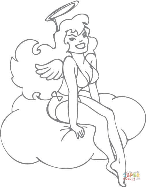 Click the Pin-up Girl Angel coloring page