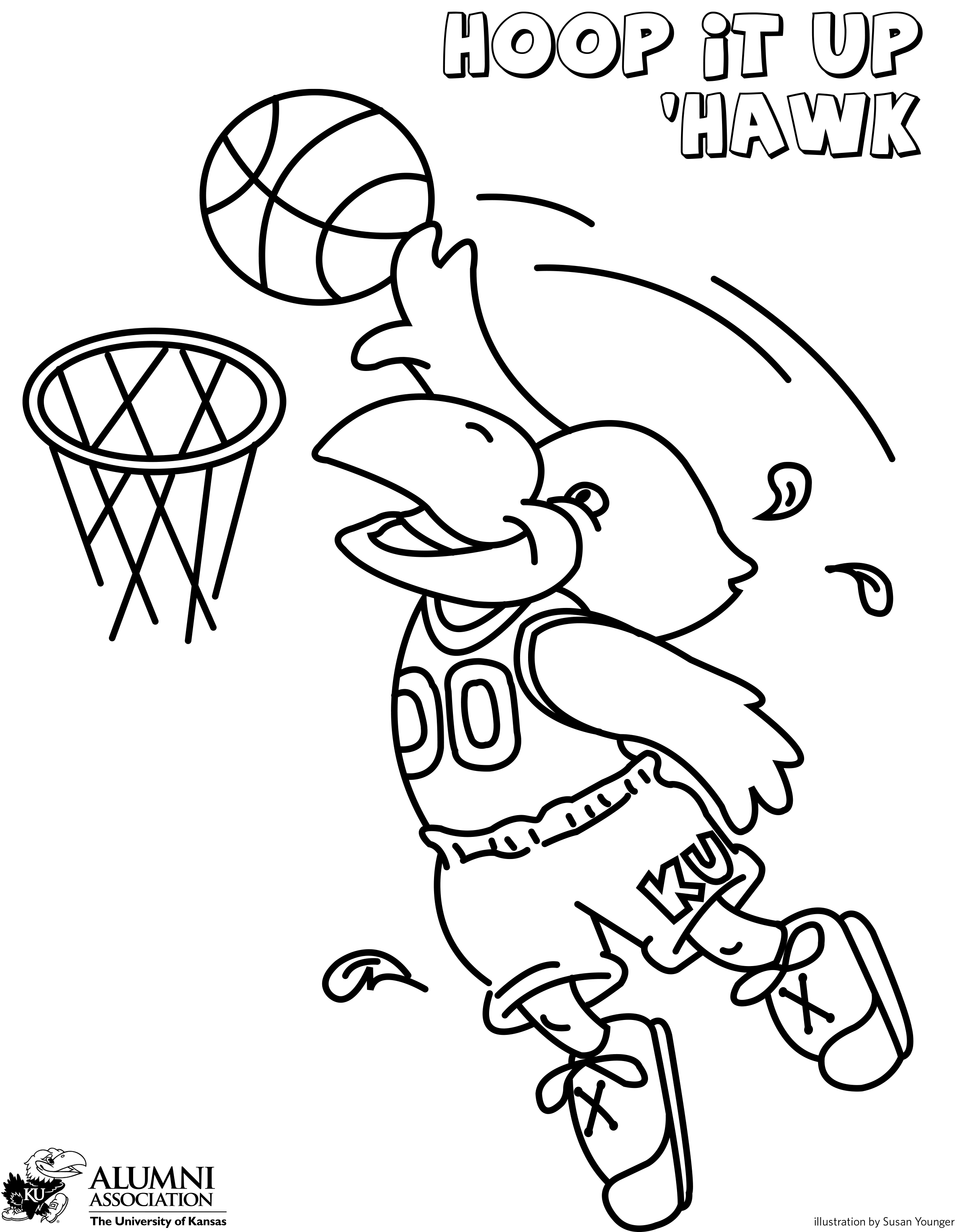 Hoop It Up Hawk - KU coloring page
