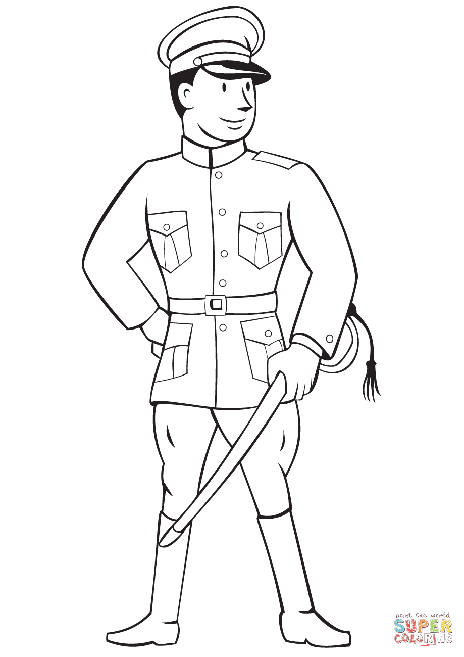 World War 1 Officer coloring page | Free Printable Coloring Pages