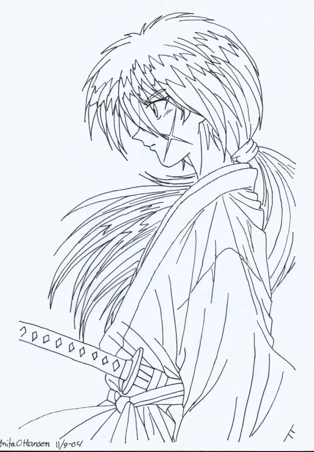 Rurouni Kenshin Color Pages Sketch Coloring Page