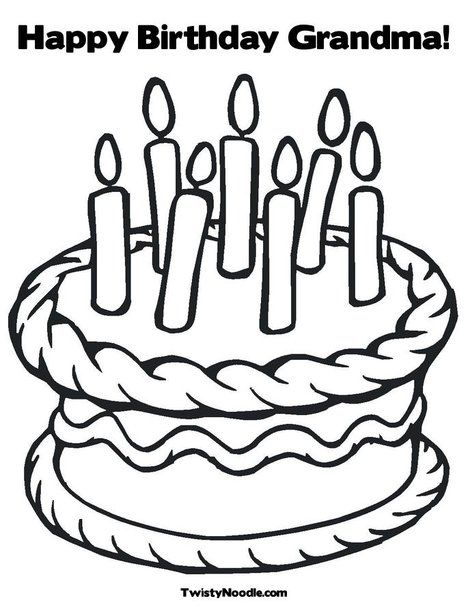Happy Birthday Grandma Coloring Page from TwistyNoodle.com | Dr ...