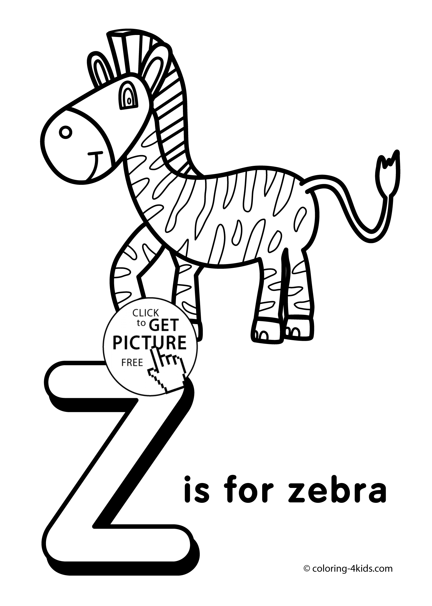Letter Z coloring pages of alphabet (Z letter words) for kids, printable |  Alphabet coloring pages