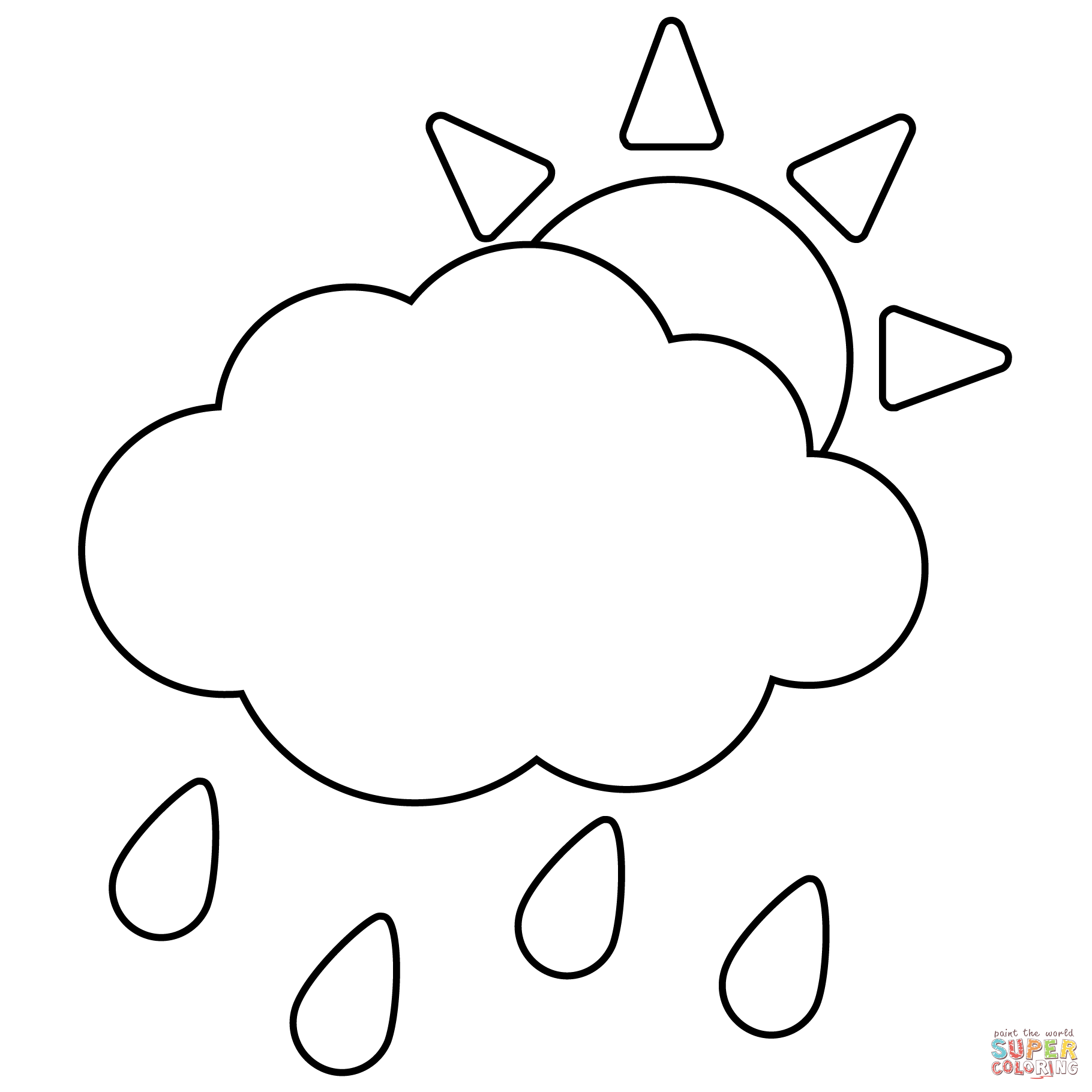 Sun Behind Rain Cloud Emoji coloring page | Free Printable Coloring Pages