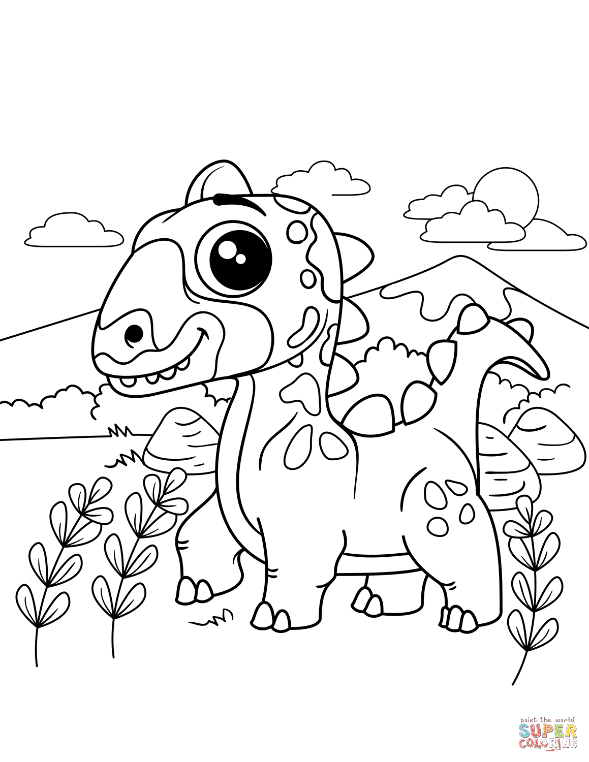 Cute Dinosaur coloring page | Free Printable Coloring Pages