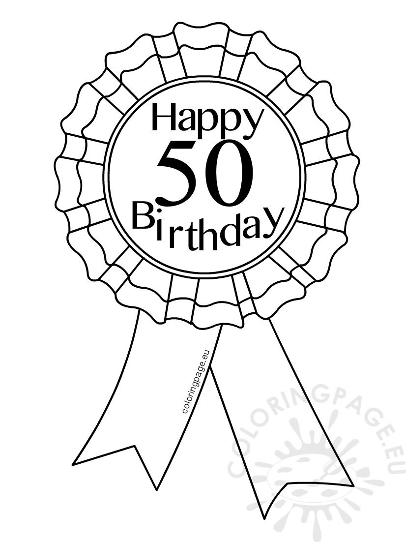 Printable Award Ribbon 50 Birthday | Coloring Page
