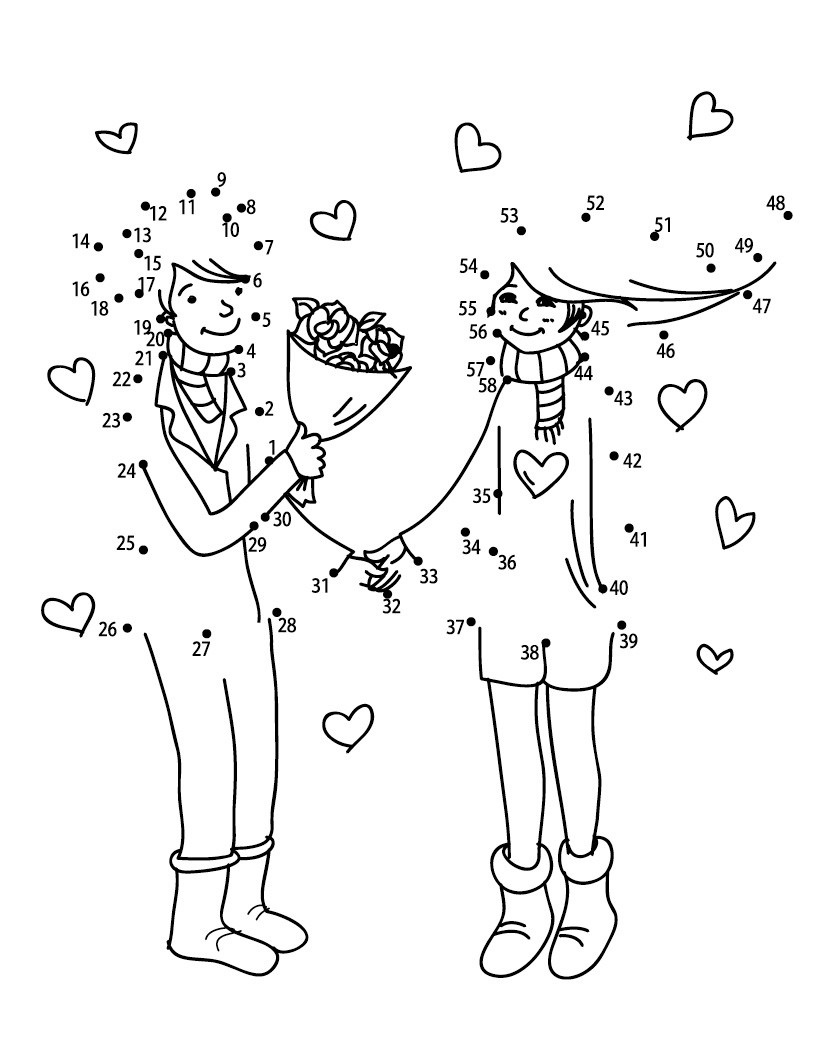 Cute Couple Do To Dots Coloring Page - Free Printable Coloring Pages for  Kids