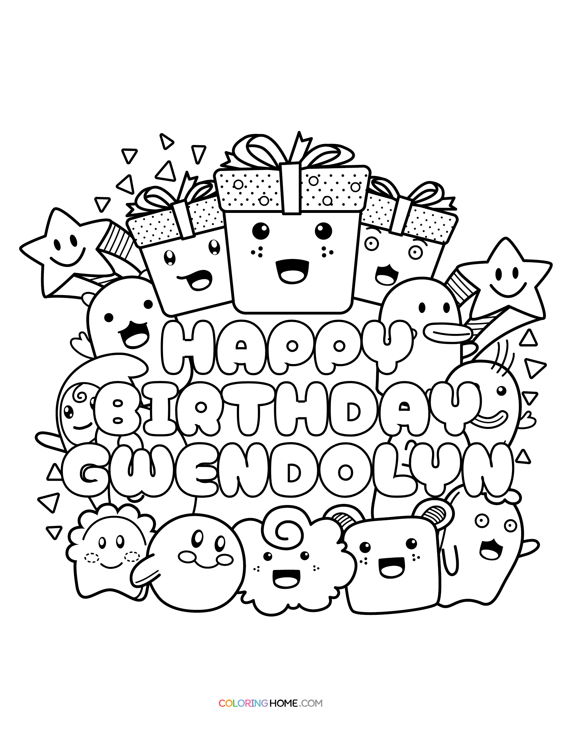 Happy Birthday Gwendolyn coloring page