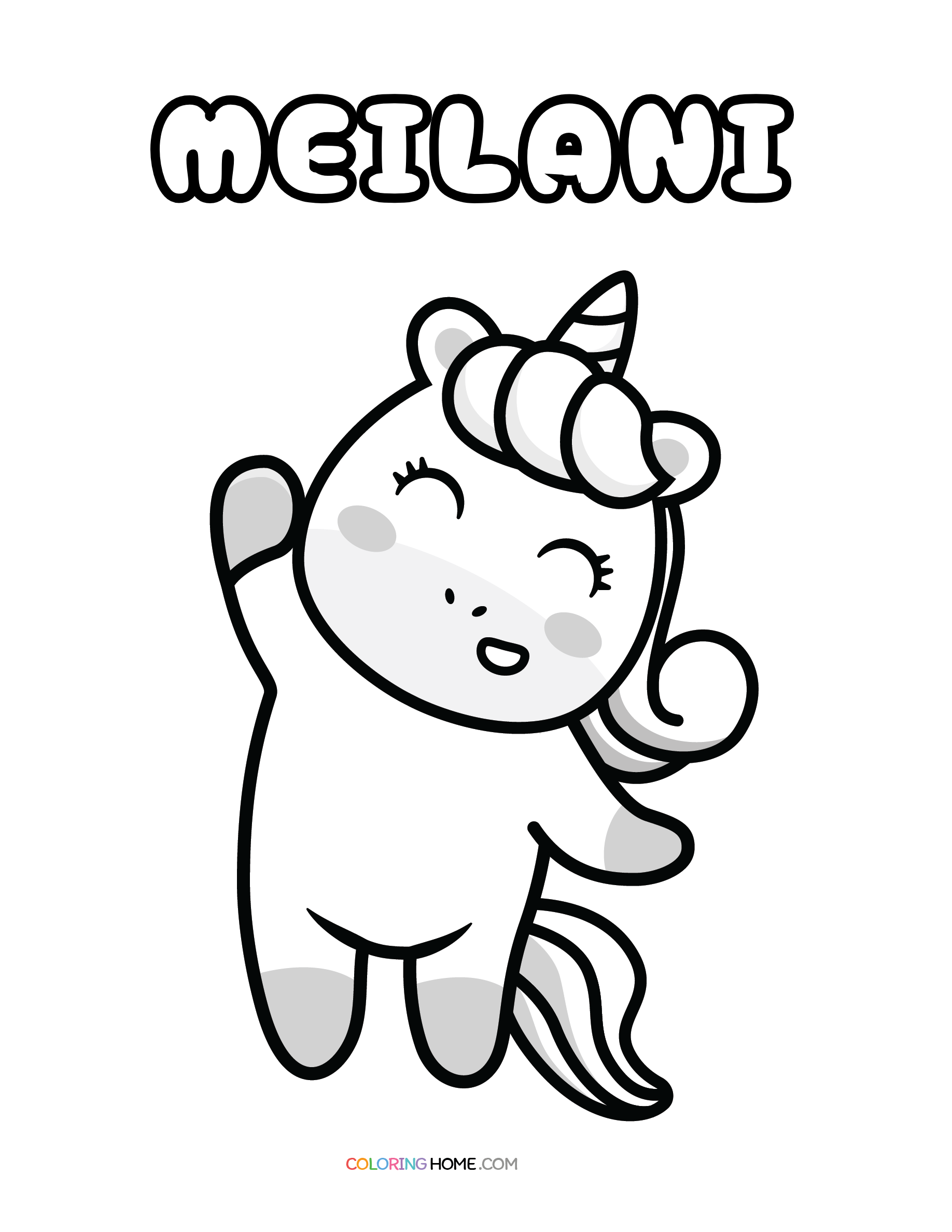Meilani unicorn coloring page