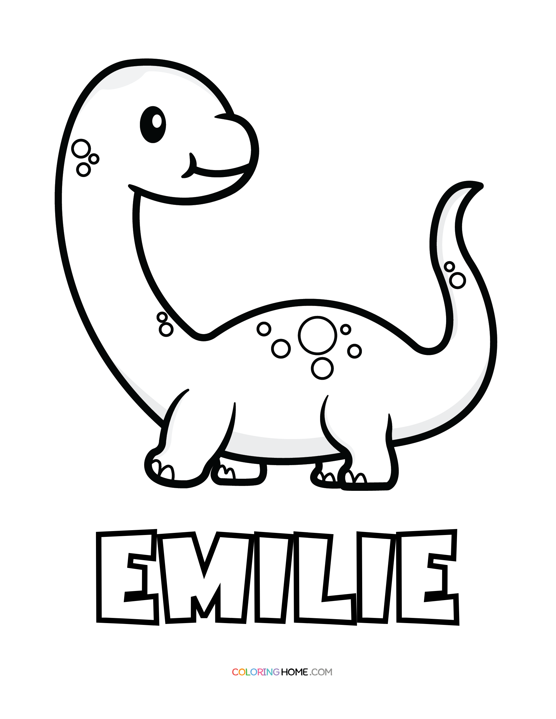 Emilie dinosaur coloring page