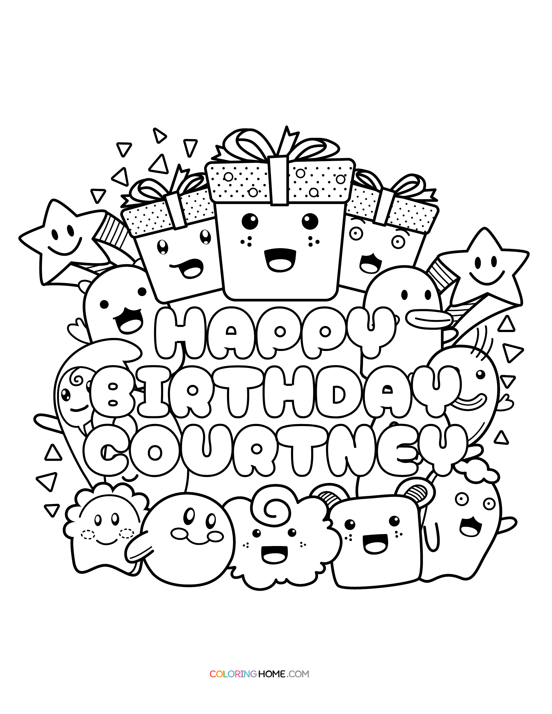 Happy Birthday Courtney coloring page